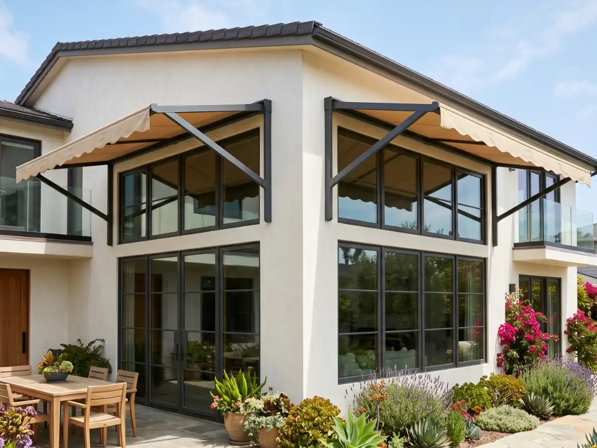 Powder-coated aluminum frame awning installed in Broward County
