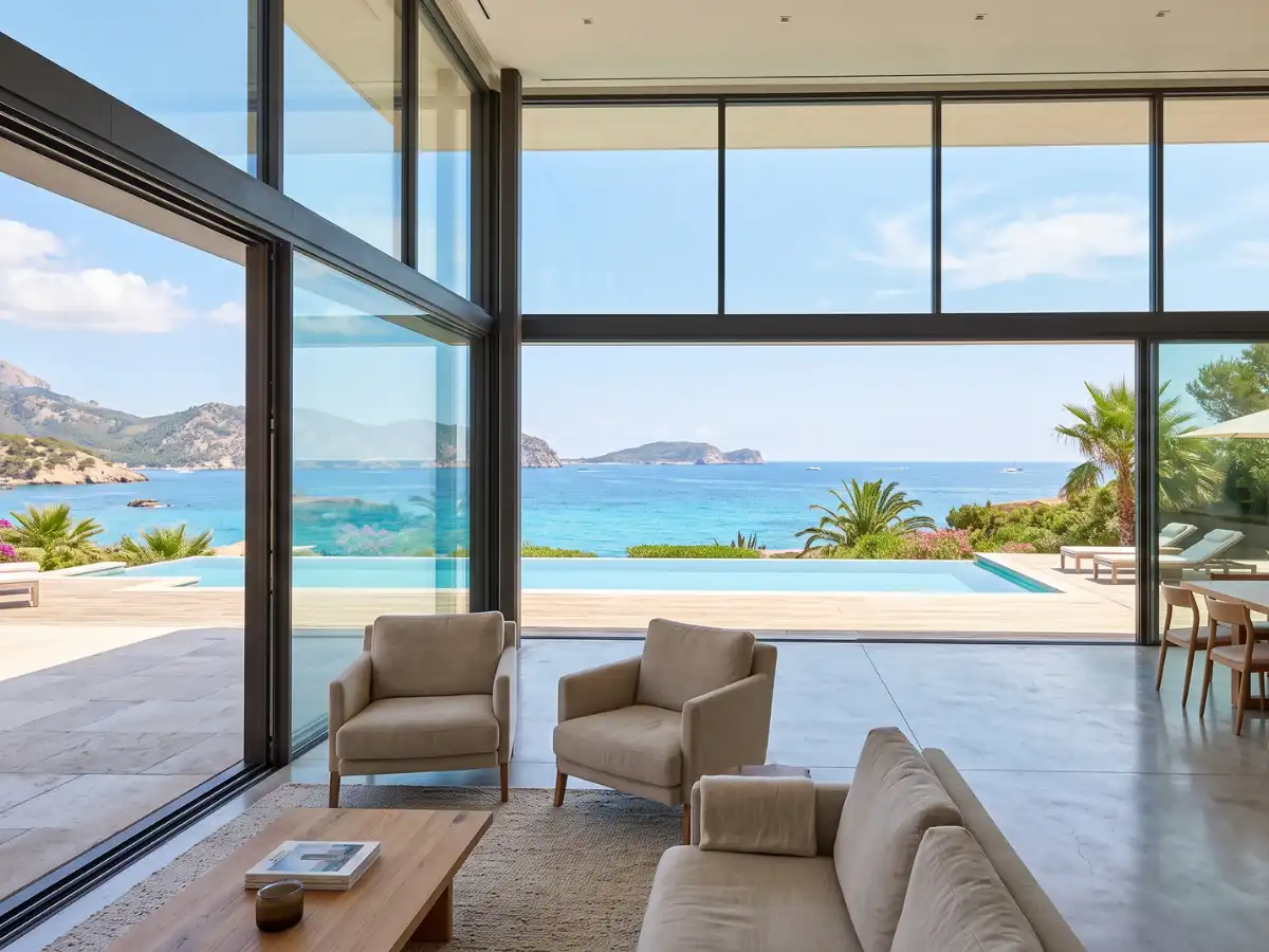 Floor-to-ceiling sliding panels in a Coral Springs home