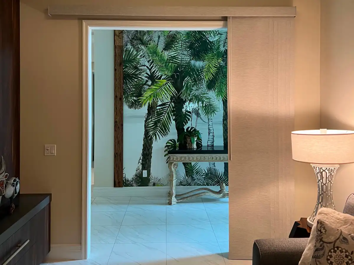 Sliding panel blinds as a room divider in Boca Raton