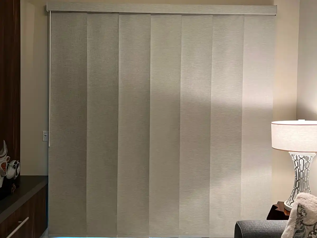 Sliding panel blinds on a patio door in Pompano Beach
