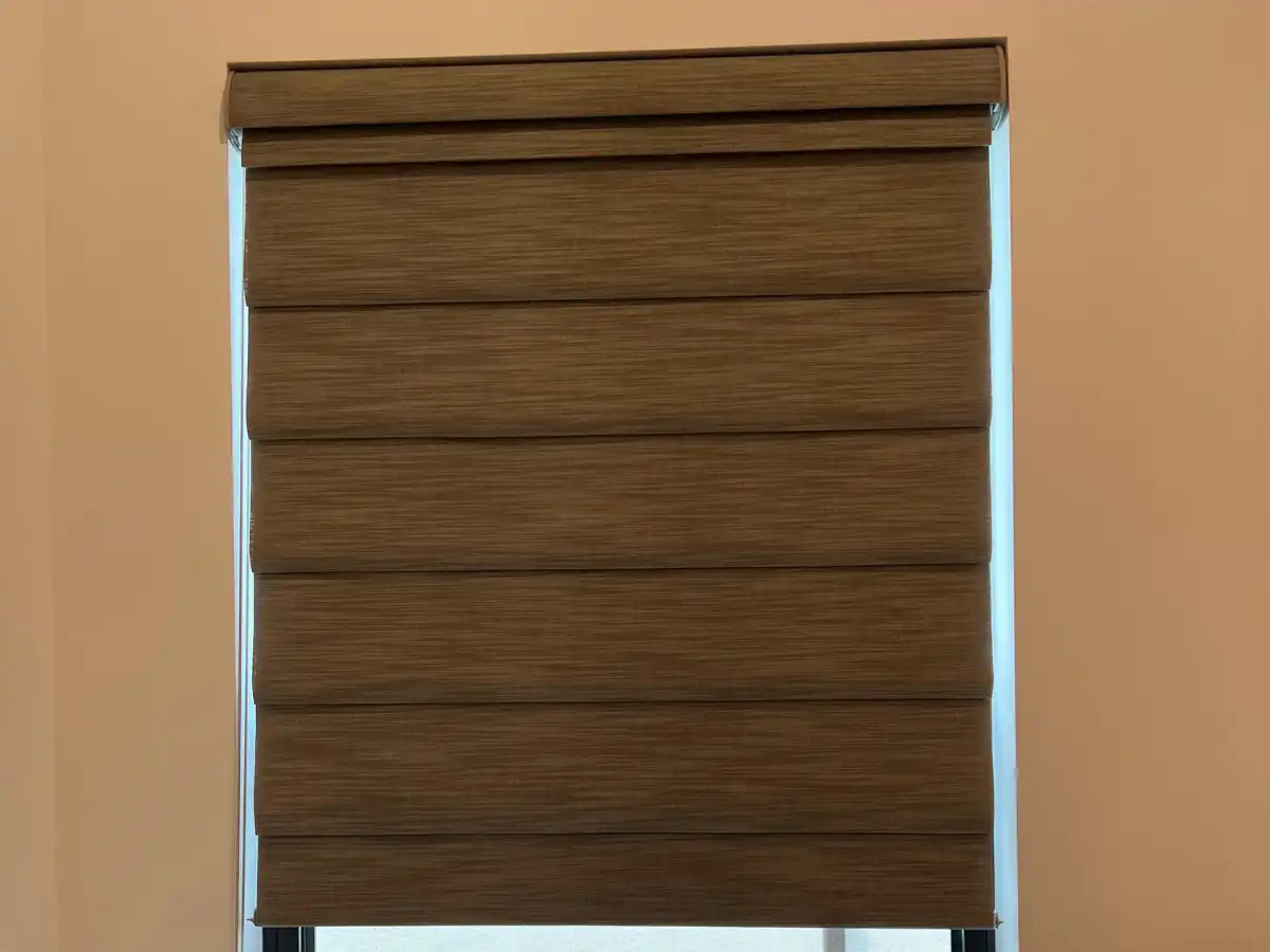 Blackout-lined Roman shades in a Boca Raton master bedroom