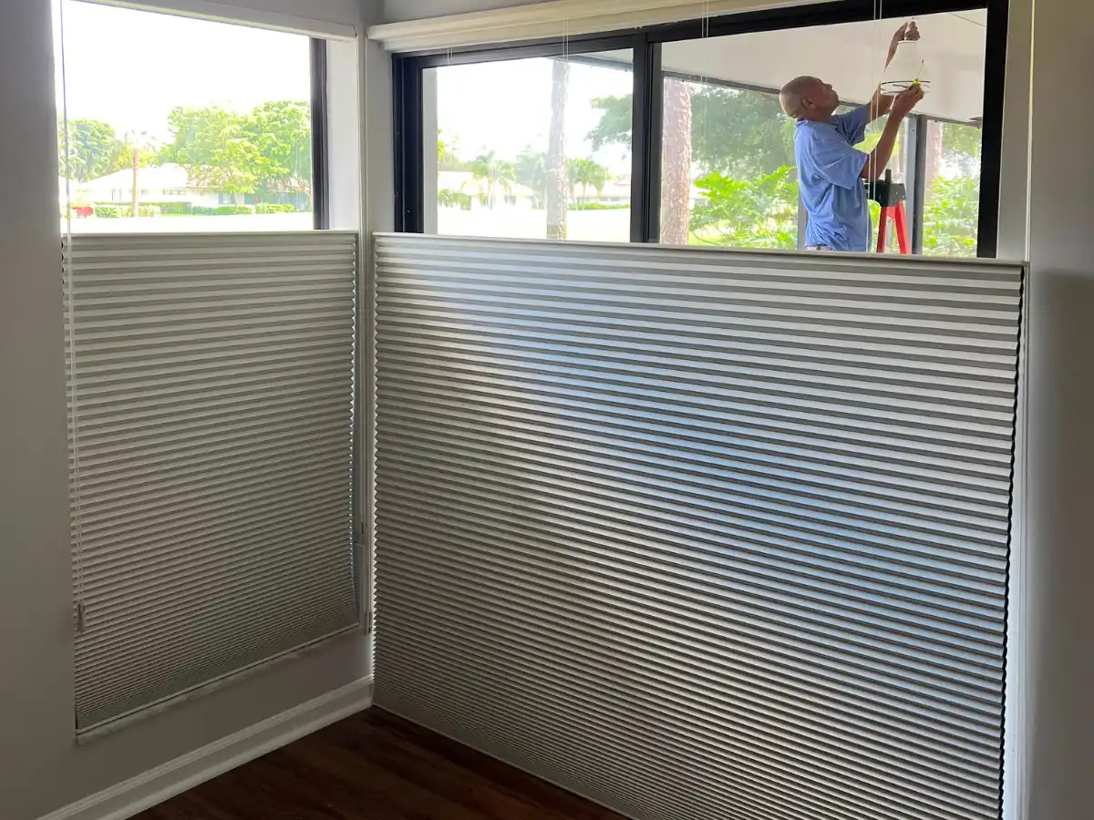 Blackout cellular shades in a Boca Raton nursery