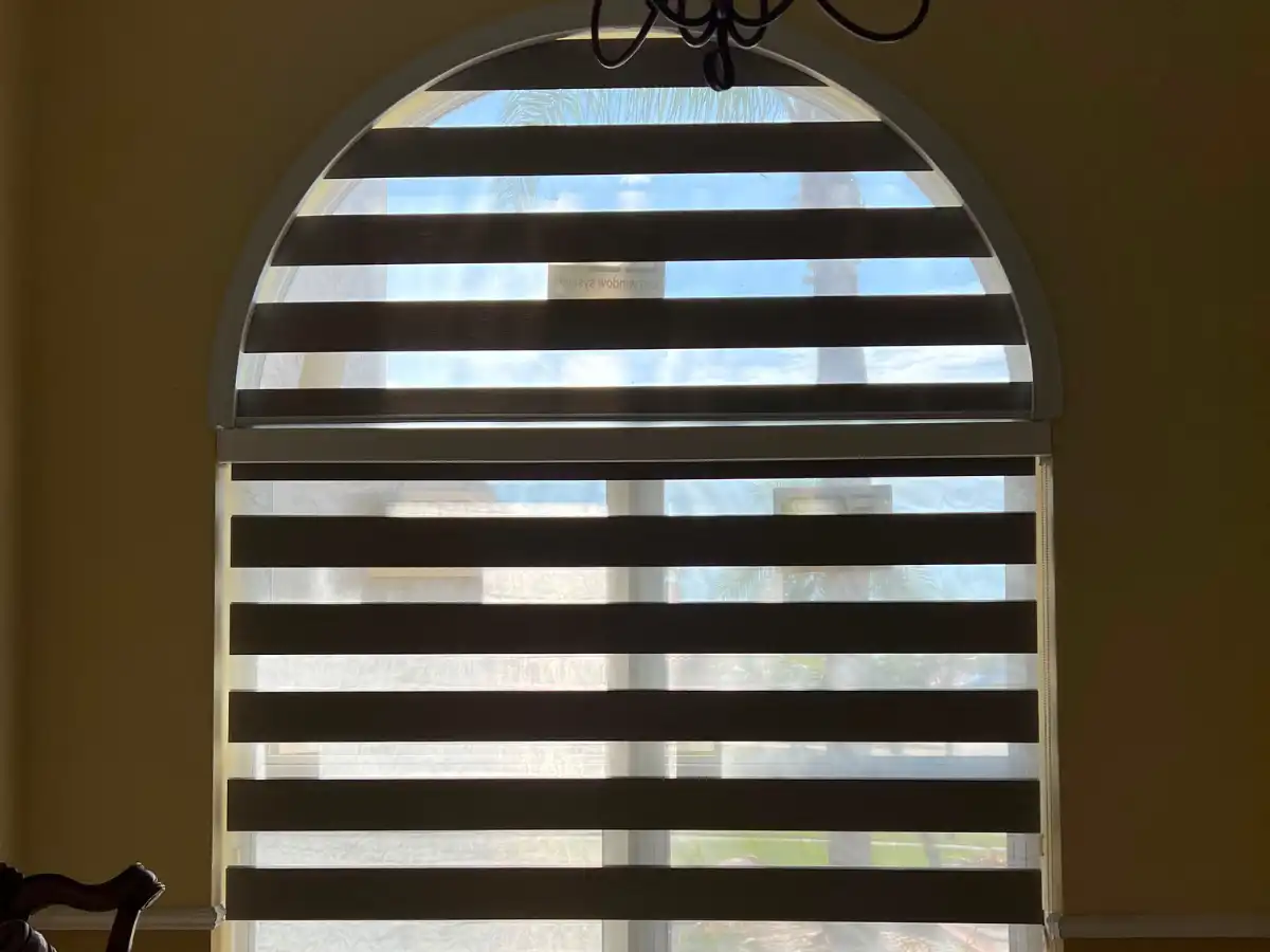 Custom zebra shades in a South Florida kitchen