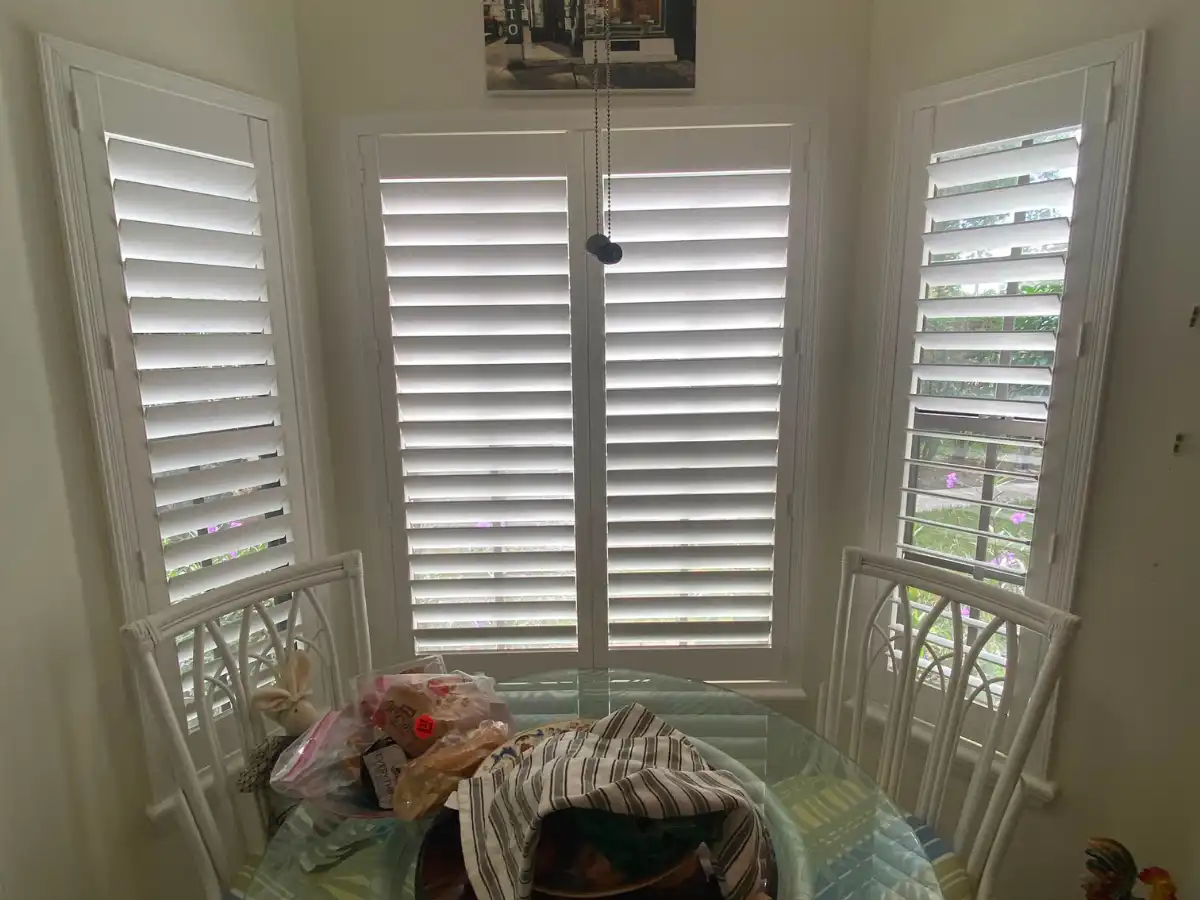 Hardwood plantation shutters in a Fort Lauderdale dining room