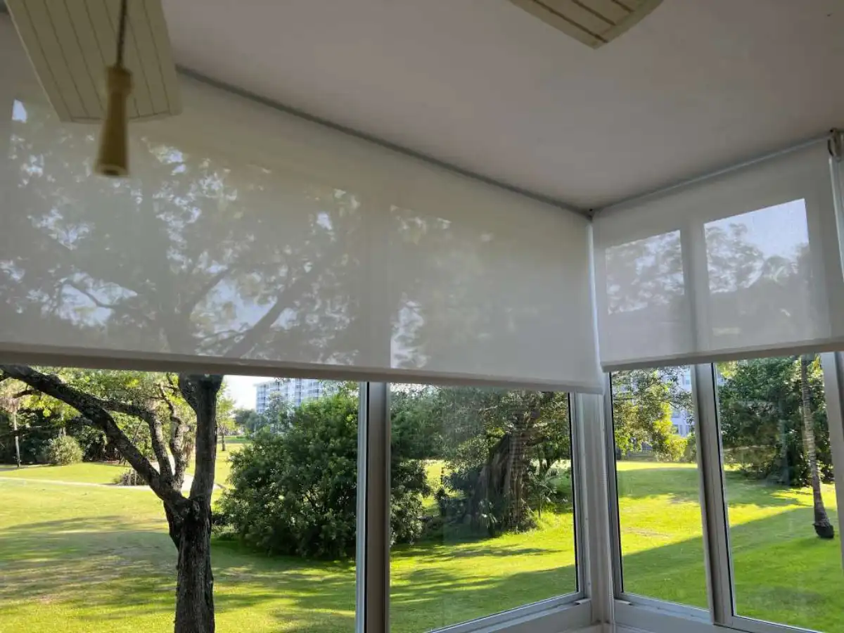 Alexa-compatible motorized roller shades in a Fort Lauderdale condo